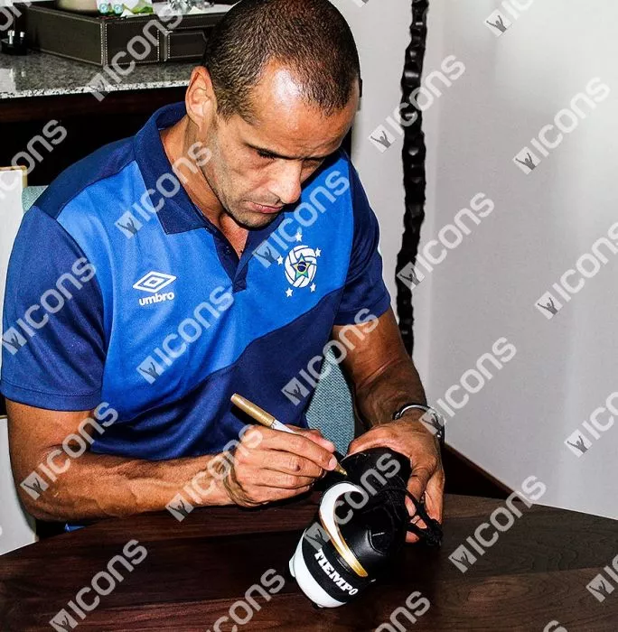 Rivaldo Signed Black And Gold Nike Tiempo Boot