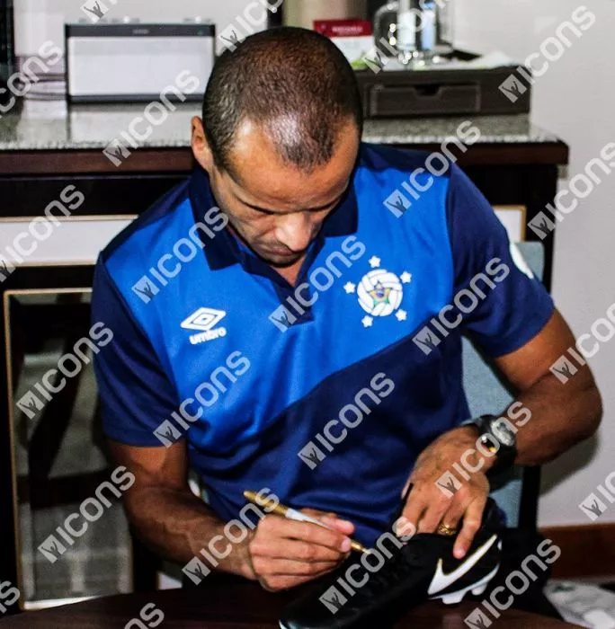 Rivaldo Signed Black And Gold Nike Tiempo Boot