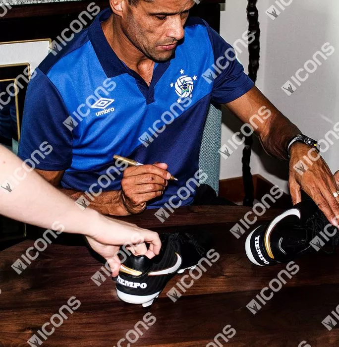 Rivaldo Signed Black And Gold Nike Tiempo Boot