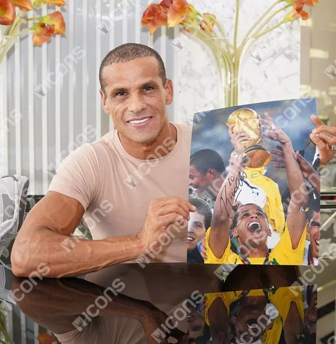 Rivaldo Signed Brazil Photo In Black Wooden Frame: 2002 FIFA World Cup Winner