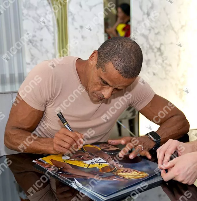 Rivaldo Signed Brazil Photo In Black Wooden Frame: 2002 FIFA World Cup Winner