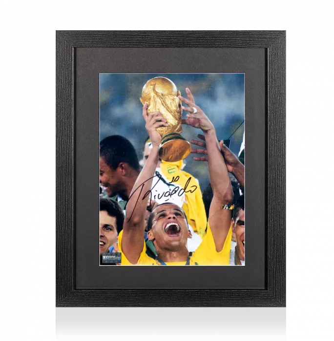 Rivaldo Signed Brazil Photo In Black Wooden Frame: 2002 FIFA World Cup Winner