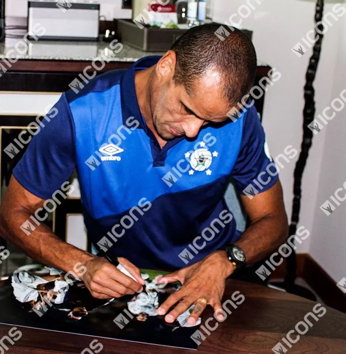 Rivaldo Signed FC Barcelona Photo In Black Wooden Frame: El Clasico