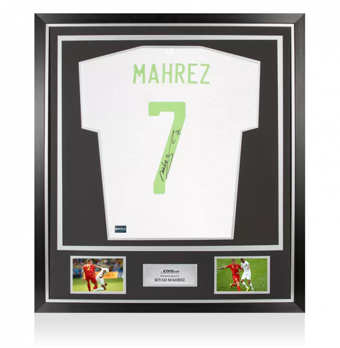 Riyad Mahrez Back Signed Algeria T Shirt In Classic Frame