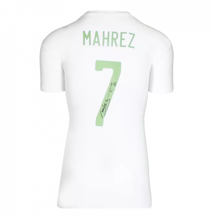 Riyad Mahrez Back Signed Algeria T Shirt In Hero Frame: Option 1