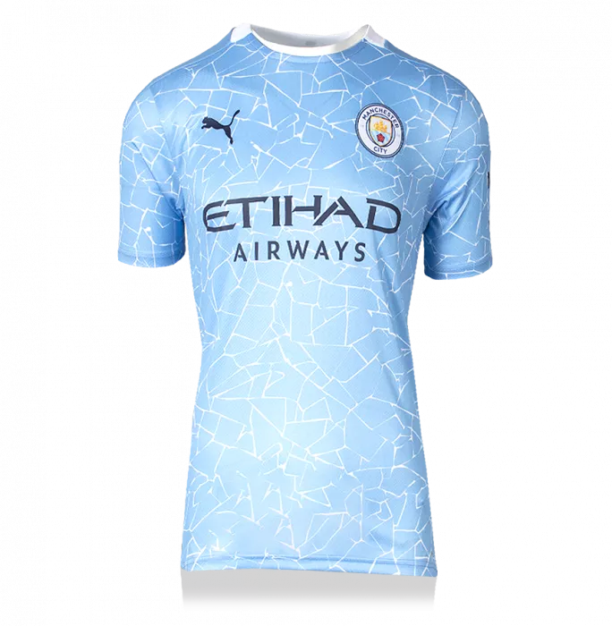 Riyad Mahrez Back Signed Manchester City 2020-21 Home Shirt