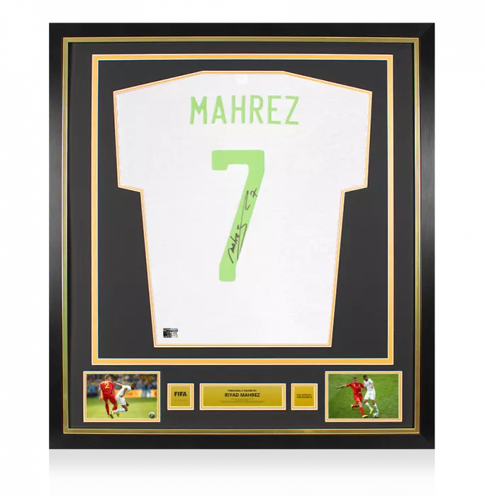 Riyad Mahrez Official FIFA World Cup™ Back Signed and Framed Algeria T Shirt