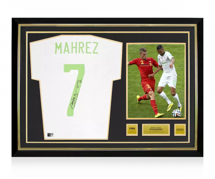 Riyad Mahrez Official FIFA World Cup™ Back Signed and Hero Framed Algeria T Shirt