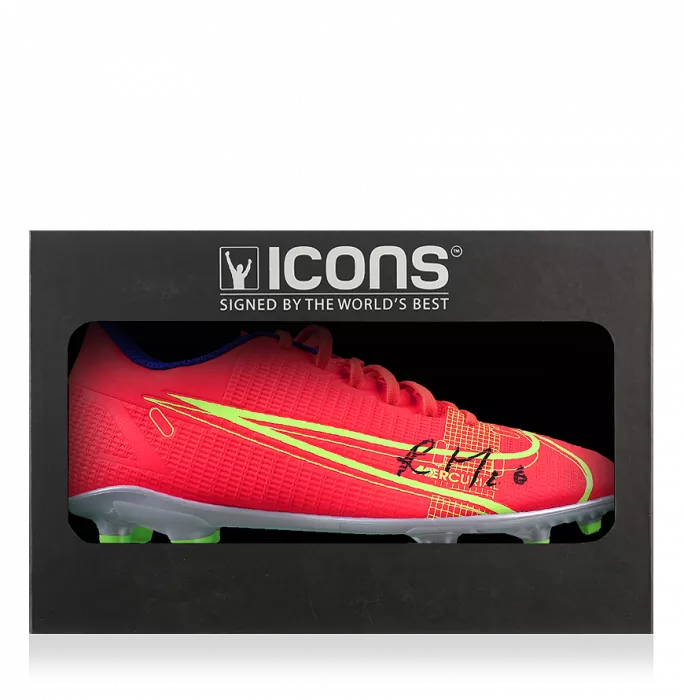 Riyad Mahrez Signed Red Nike Mercurial Boot In Deluxe Packaging