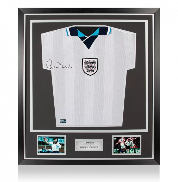 Robbie Fowler Front Signed England 1996 Home Shirt In Classic Frame