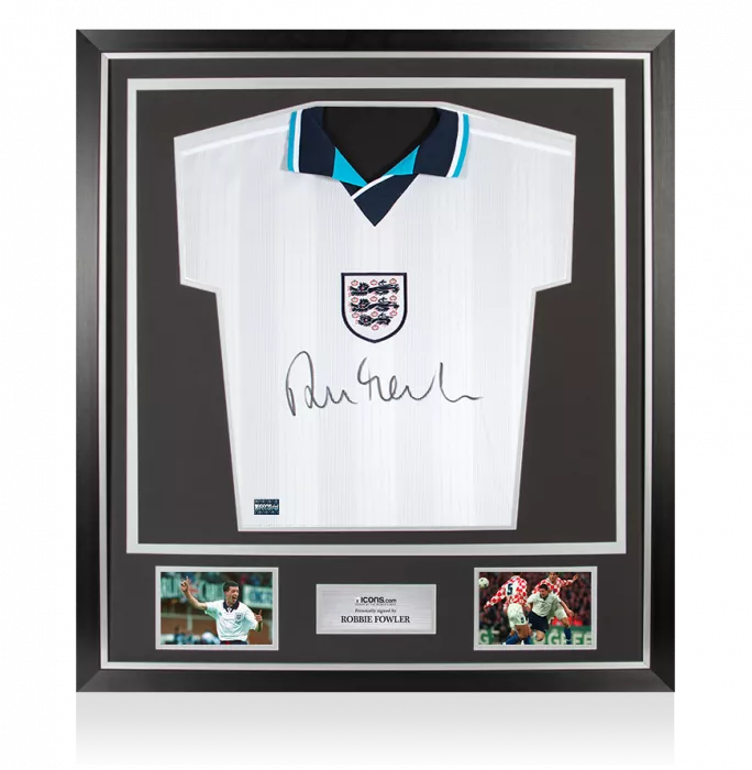 Robbie Fowler Front Signed England Home Shirt In Classic Frame