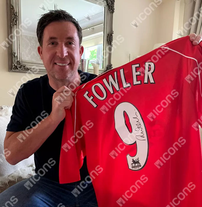 Robbie Fowler Official UEFA Europa League Back Signed Liverpool 2000-01 Home Shirt