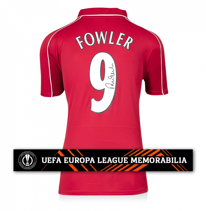 Robbie Fowler Official UEFA Europa League Back Signed Liverpool 2000-01 Home Shirt