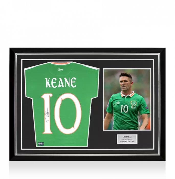 Robbie Keane Back Signed Republic of Ireland 2017-18 Home Shirt Home Shirt In Hero Frame: Option 1