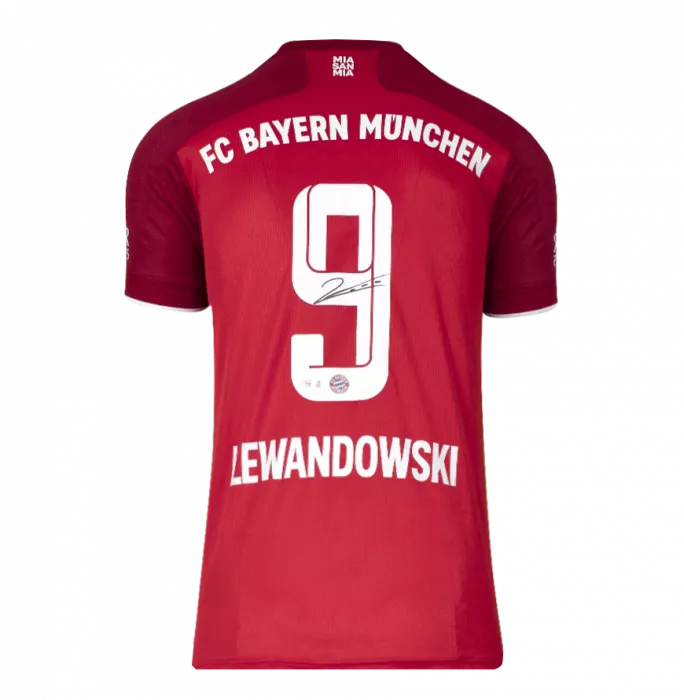 Robert Lewandowski Back Signed FC Bayern Munich 2021-22 Home Shirt In Classic Frame