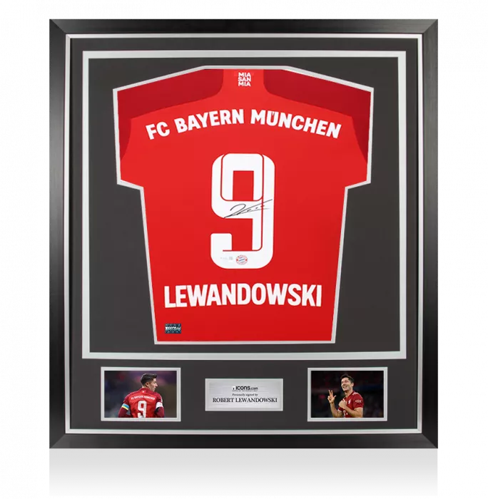 Robert Lewandowski Back Signed FC Bayern Munich 2021-22 Home Shirt In Classic Frame