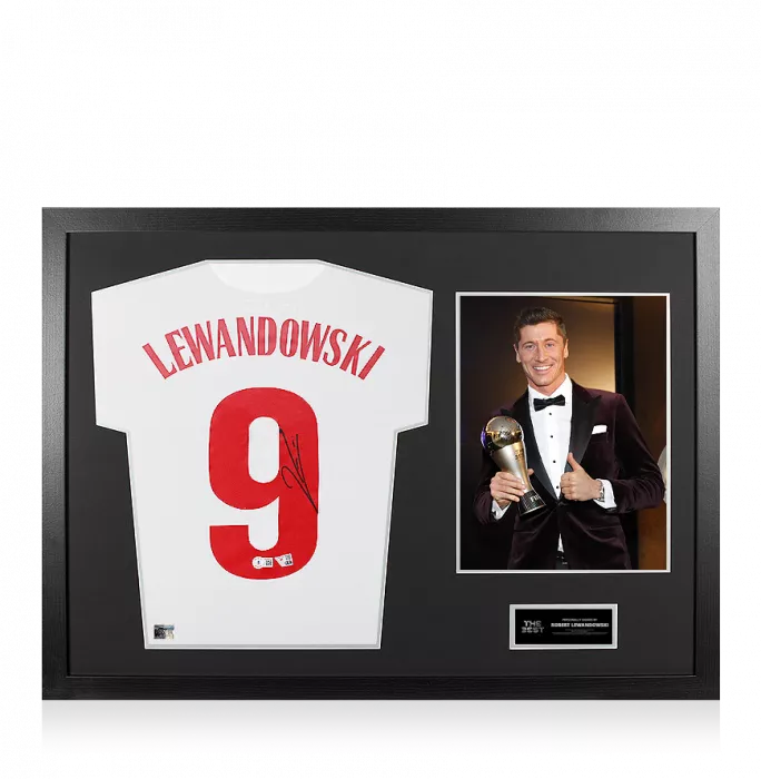 Robert Lewandowski Official The Best FIFA Football Awards™ Back Signed and Framed Poland 2021-22 Home Shirt: 2020 Winner