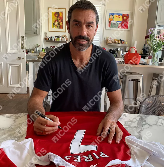 Robert Pires Back Signed Modern Arsenal Home Shirt In Classic Frame