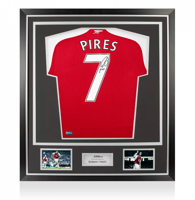 Robert Pires Back Signed Modern Arsenal Home Shirt In Classic Frame
