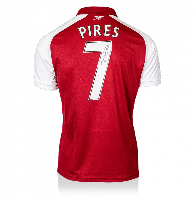 Robert Pires Back Signed Modern Arsenal Home Shirt