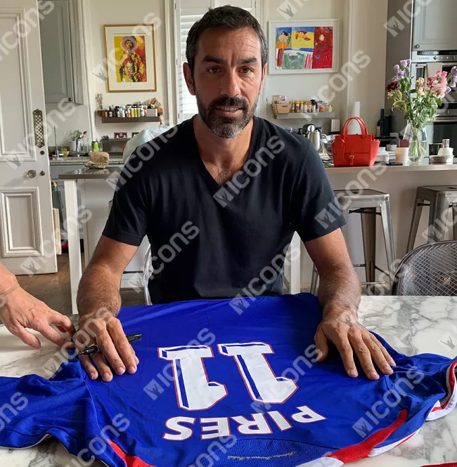 Robert Pires Back Signed Modern France Home Shirt Home Shirt In Hero Frame: Option 1