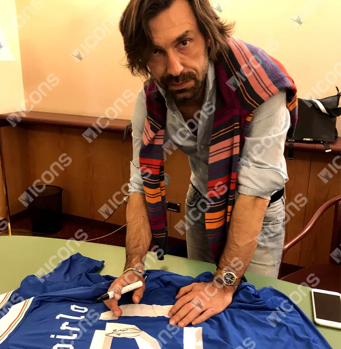 Roberto Baggio & Andrea Pirlo Signed Italy Shirts In Classic Dual Frame