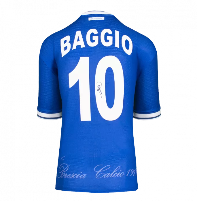 Roberto Baggio Back Signed Brescia 2000-01 Home Shirt With Short Sleeve In Classic Frame