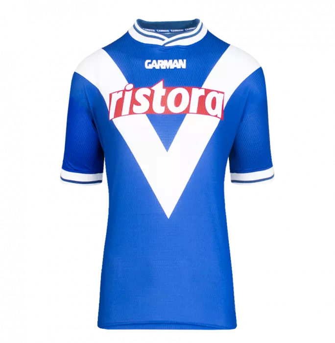 Roberto Baggio Back Signed Brescia 2000-01 Home Shirt With Short Sleeves In Hero Frame: Option 1