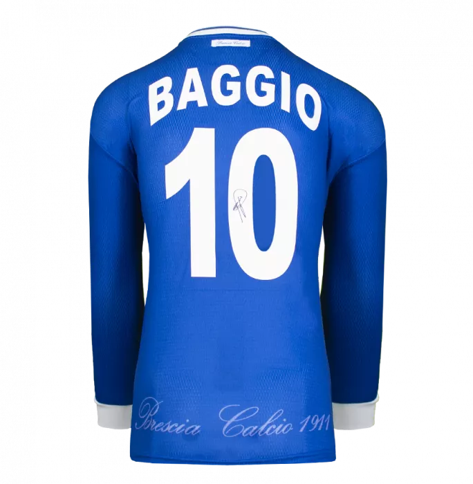 Roberto Baggio Back Signed Brescia 2000-01 Home Shirt With Long Sleeves In Hero Frame: Option 1