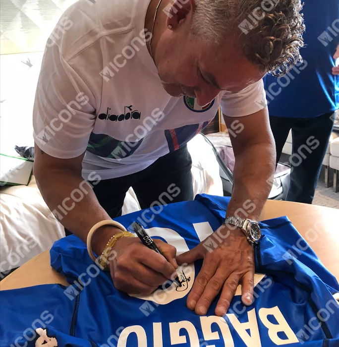 Roberto Baggio Back Signed Brescia 2003-04 Home Shirt In Classic Frame