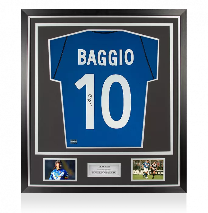 Roberto Baggio Back Signed Brescia 2003-04 Home Shirt In Classic Frame