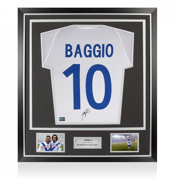 Roberto Baggio Back Signed Brescia Away Shirt In Classic Frame: Final Game Edition