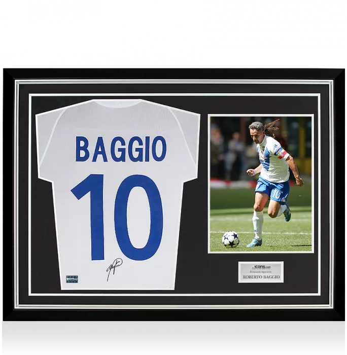 Roberto Baggio Back Signed Brescia Away Shirt In Hero Frame: Option 1