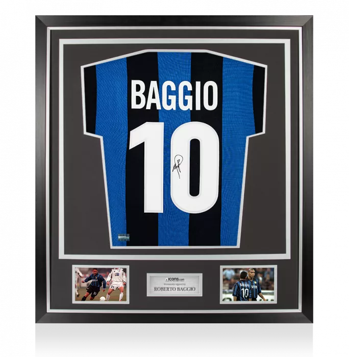 Roberto Baggio Back Signed Internazionale Home Shirt In Classic Frame