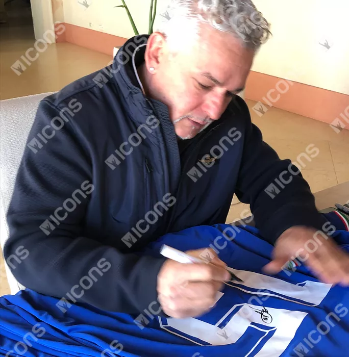 Roberto Baggio Back Signed Italy 1990 Home Shirt