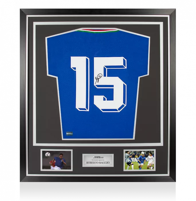 Roberto Baggio Back Signed Italy 1990 Home Shirt In Classic Frame