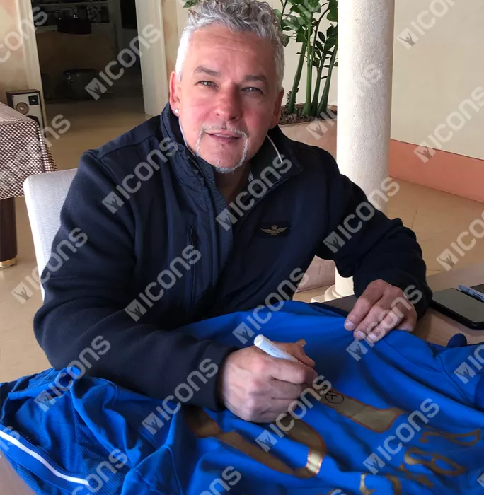 Roberto Baggio Back Signed Italy 2004 Home Shirt In Hero Frame: Option 1