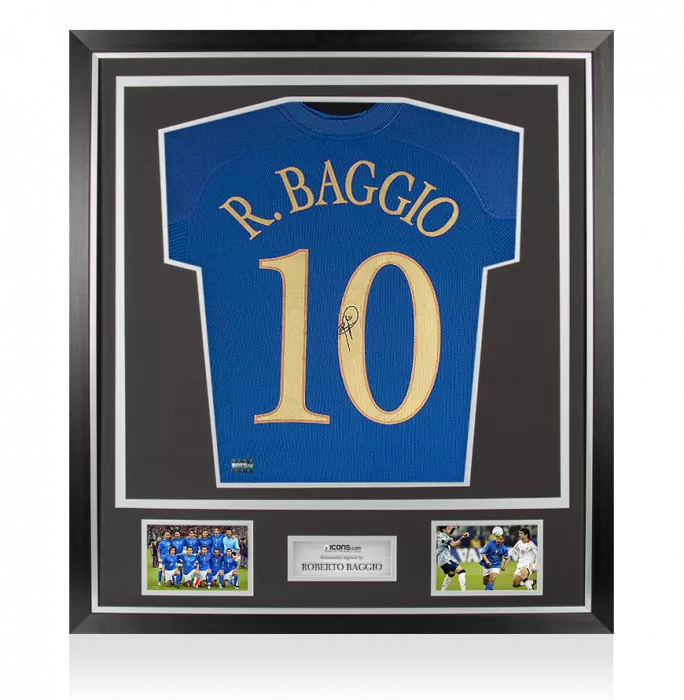 Roberto Baggio Back Signed Italy 2004 Home Shirt In Classic Frame