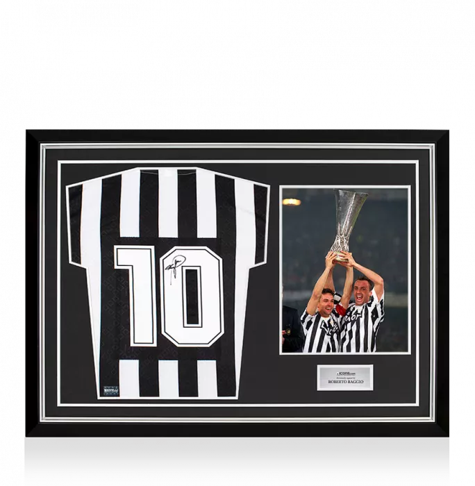 Roberto Baggio Back Signed Juventus 1992-93 Home Shirt With Short Sleeves In Hero Frame: Option 1