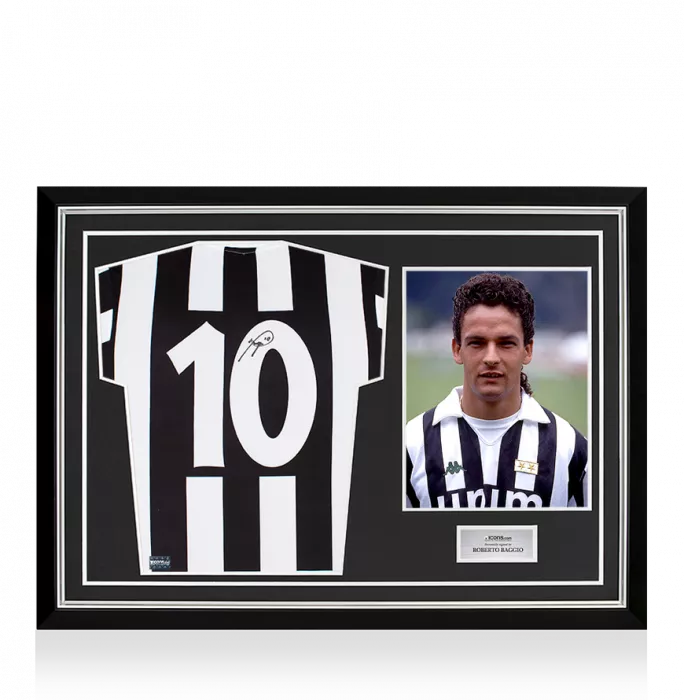 Roberto Baggio Back Signed Juventus 1994-95 Home Shirt With Long Sleeves In Hero Frame: Option 1