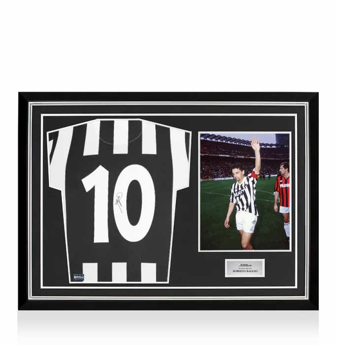 Roberto Baggio Back Signed Juventus 1994-95 Home Shirt In Hero Frame: Option 1