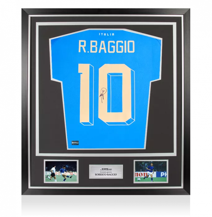 Roberto Baggio Back Signed Modern Italy Home Shirt In Classic Frame