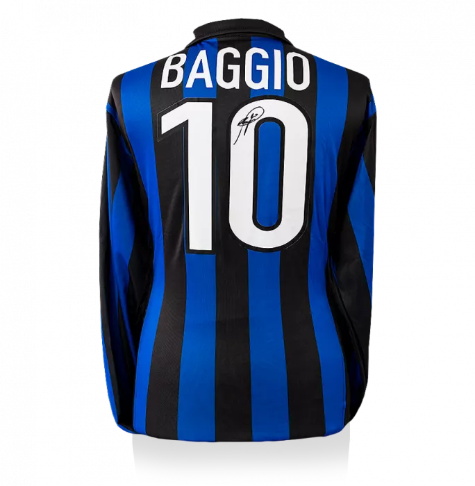 Roberto Baggio Back Signed Retro Internazionale Home Shirt