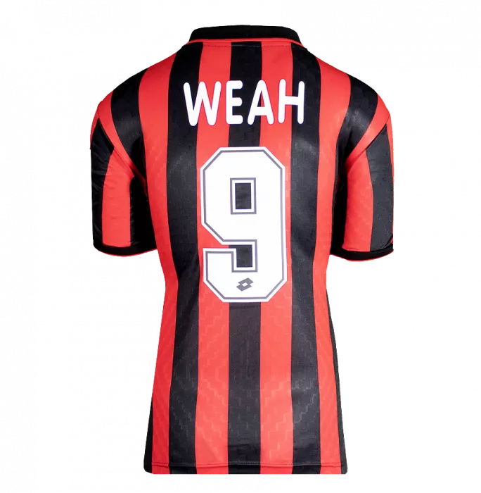 Roberto Baggio & George Weah Signed AC Milan Shirts In Classic Dual Frame