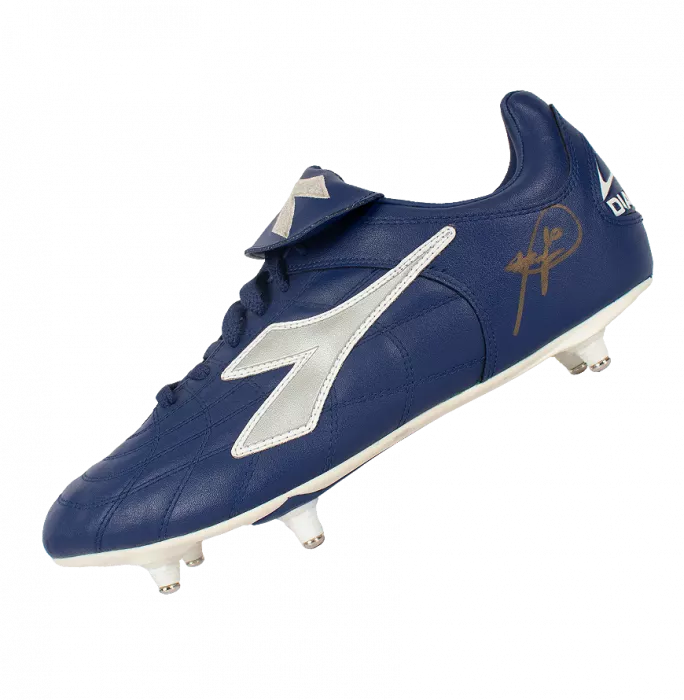 Roberto Baggio Gold Signed Blue Diadora Derby Boot