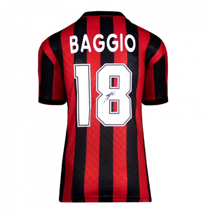 Roberto Baggio Official AC Milan Back Signed And Framed 1996 Home Shirt With Fan Style Numbers