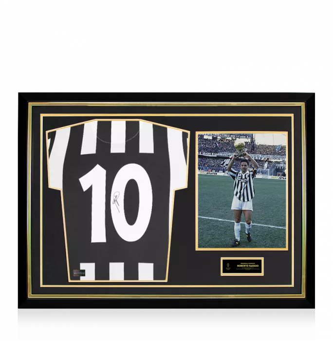 Roberto Baggio Official Ballon D'Or™ Back Signed And Hero Framed Juventus 1994-95 Home Shirt