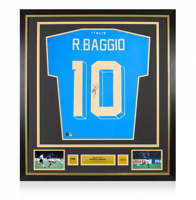 Roberto Baggio Official FIFA World Cup™ Back Signed And Framed Modern Italy Home Shirt