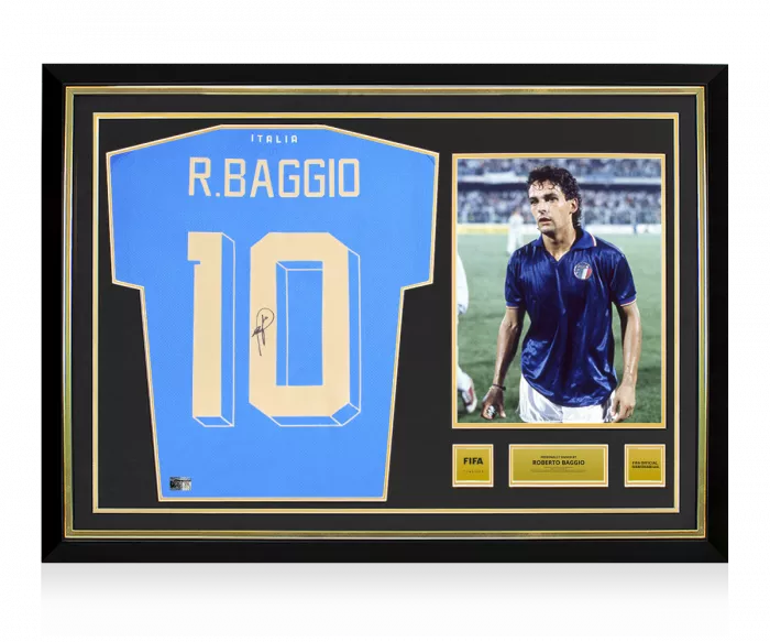 Roberto Baggio Official FIFA World Cup™ Back Signed and Hero Framed Modern Italy Home Shirt