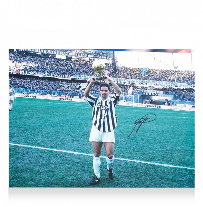 Roberto Baggio Signed Juventus Photo In Premium Photo Frame: 1993 Ballon D'Or Winner